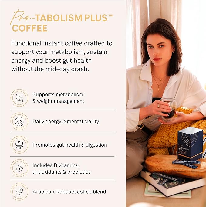 Pro-tabolism Plus Coffee Sachets 30 Sachets – Supports Metabolism &amp Energy – Arabica &amp Robusta with ApplePhenon Green Coffee Extract Prebiotic Fibre &amp B-Vitamins – Vegan Gluten Free