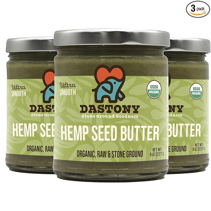 Dastony Organic Raw Hemp Seed Butter 8 oz | Only One Ingredient | Vegan Paleo and Keto Friendly Non GMO Gluten-free - Pack of 3