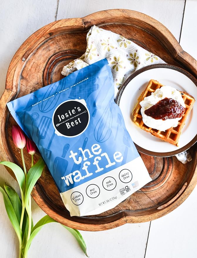 Josies Best Gluten Free Mixes Waffle Mix - 5lb Bulk Bag for GF Waffles &amp Belgian Waffles - Certified Gluten Free - Dairy Free Made in Dedicated Facilities - American Family Owned and Made.