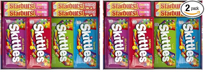 SKITTLES &amp STARBURST Variety Pack Full Size Chewy Candy Assortment 62.79 oz 30 Count (Pack of 2)