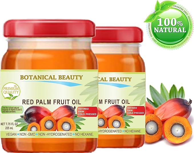 RED Palm Fruit Oil 100% Pure UNREFINED Extra Virgin Undiluted Cold Pressed Super Food 7.75 Fl.oz 225 (2 Pack) ml by Botanical Beauty