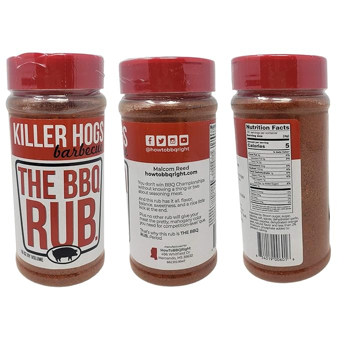 Killer Hogs Barbecue Rub Variety Pack - Hot BBQ Texas Brisket A.P. Seasoning and Original BBQ Rub - Pack of 4 Bottles - 48 oz Total - Bulk Killer Hogs Barbecue Seasoning