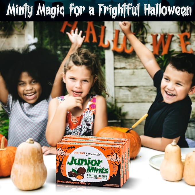 Spooky Halloween Candy 6-Pack Limited Edition Black &amp Orange Centers Dark Chocolate Mint Treats Trick-or-Treat &amp Haunted Movie Theatre Boxes Halloween Party Favors Gluten-Free &amp Peanu