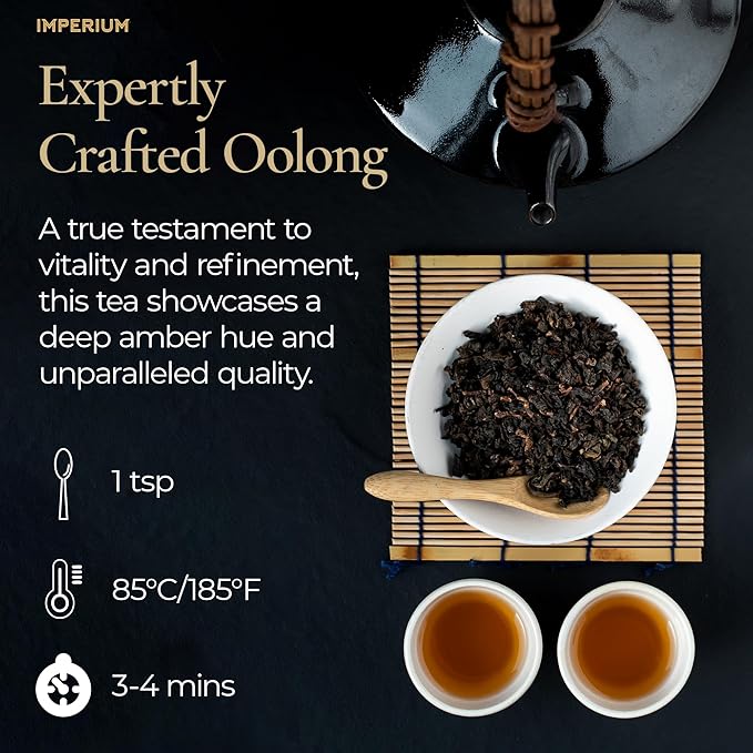 Imperium Ginseng Oolong Loose Leaf Tea (4oz) Hand-Picked Premium Oolong Brews 100 Cups Naturally Energizing Beverage Bold Earthy Flavor Delicate Floral Aroma Refreshing and Focused Experience