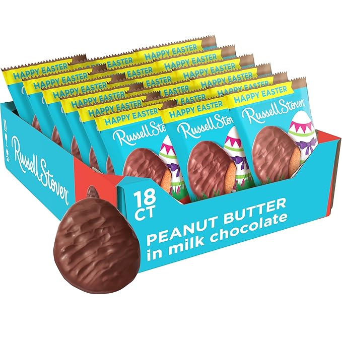 Russell Stover Easter Peanut Butter Milk Chocolate Easter Egg 1.3 oz each