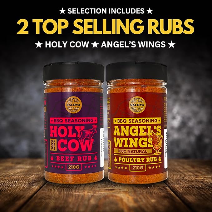 Classic Selection of Premium BBQ Seasonings - Holy Cow Angel’s Wings Smoky Pig Ultimate Rub BBQ Rubs | Pack of 4 | 100% Natural | Great Foodie Gift