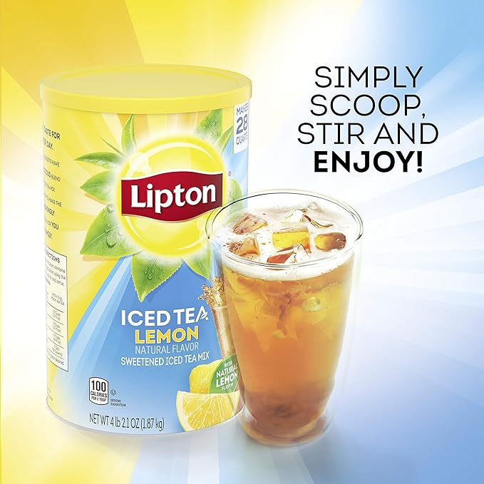 Lipton Lemon Sweetened Iced Tea Mix Makes 28 Quarts (Pack of 2)