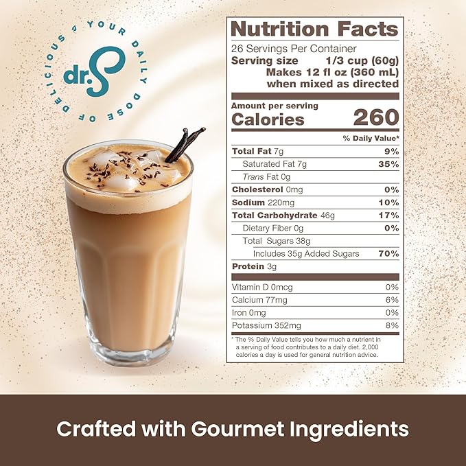 Dr. Smoothie Café Essentials Vanilla Chai – No Artificial Colors Flavors or Sweeteners – Shelf Stable – 58mg of Caffeine per Serving – Great for Hot Iced &amp Frozen Frappes (3.5 lb Bag 26 Servi