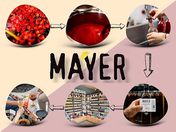 Mayer Premium Artisan Hungarian Raspberry Syrup – Award-Winning Real Fruits and 3 Natural Ingredients Vegan Gluten Free Dairy Free Versatile for Beverages &amp Desserts – No Artificial Additives