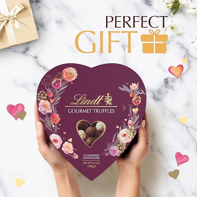 Lindt Valentine's Gourmet Truffles Assorted Chocolate Candy Heart 6.7 oz.