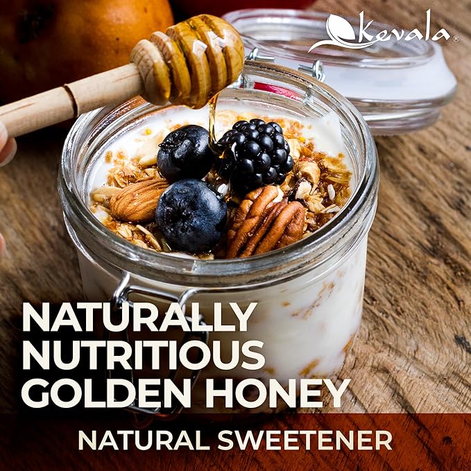 Kevala Organic Raw Oaxaca Honey - Nutritious Honey with no Pesticides and no Sugar Added or Given to the Bees Natural Sweetener for Cooking and Baking at Home Great for Pancakes and Waffles 4 lb