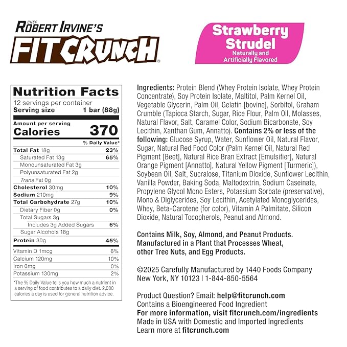 FITCRUNCH Full Size Protein Bars 6-Layer Baked Bar 6g of Sugar Gluten Free &amp Soft Cake Core (12 Bars Variety Pack)