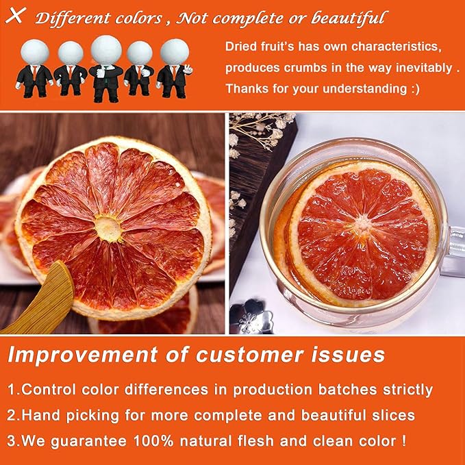 Dried Grapefruit Slices 7oz Dehydrated fruit for cocktails Garnishes for Drinks Natural No sugar added Dried Citrus Slices for Candle/Soap/Vase Fillers/Christmas Garland Indoor