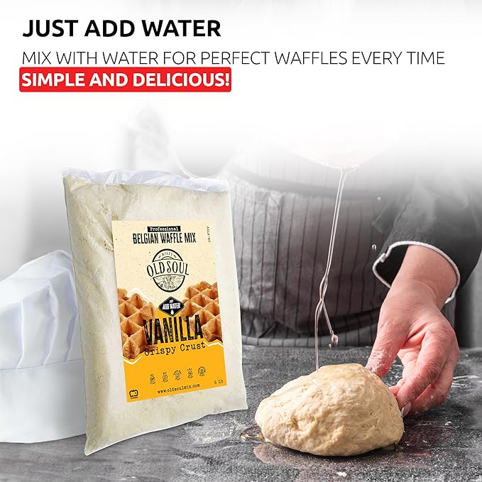 OldSoul Professional Belgian Waffle Mix | 10 Lbs | Crispy | Vanilla Flavor | 56 Waffles (10 Lbs Traditional)