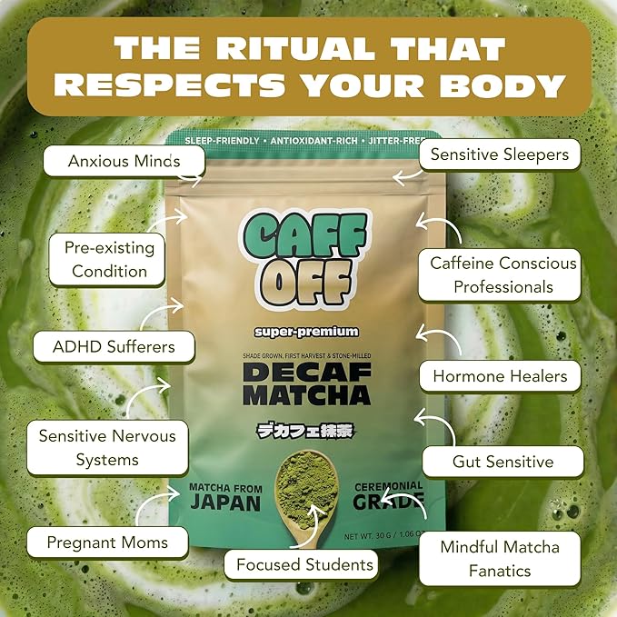 Super-Premium Decaf Matcha Green Tea Powder From Japan – 1.06 oz / 30 g – Highest Ceremonial Grade Matcha On The Market – Naturally Decaffeinated Without Chemicals – Tested for Heavy Metals – First Ha