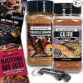 Blackstone Pineapple Sriracha &amp Cajun Seasoning – Gourmet Griddle Premium BBQ Barbecue Rub 2 Pk Choice Bundle (15.2 oz) + BBQ Guide &amp Bottle Opener (4 Items)!