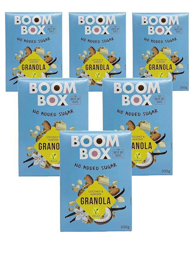 BOOM BOX Coconut-Almond-White Chocolate Oat Granola - 300g Irresistible Blend of Flavors