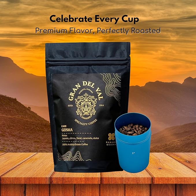 Gran Del Val Panama Geisha Coffee – 2.2 oz Whole Bean – Great for Sampling Washed Light Roast from Boquete Highlands – Notes of Jasmine Citrus Floral &amp Sweet Caramel