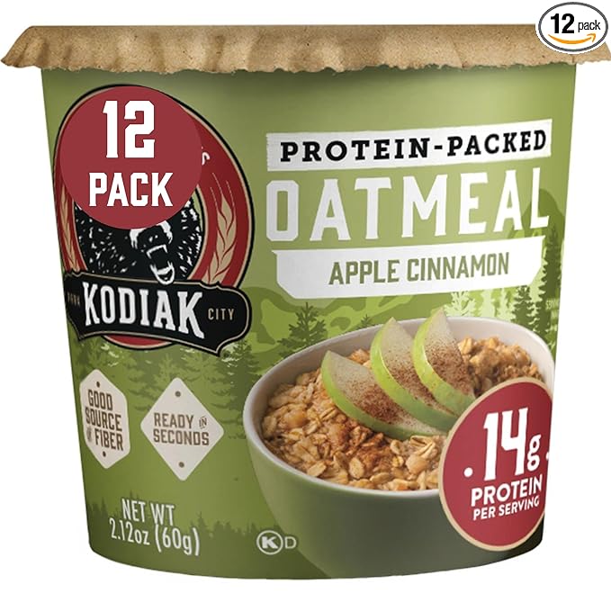 Kodiak Cakes Instant Protein Apple Cinnamon Oatmeal in a Cup 2.12oz (Pack of 12)