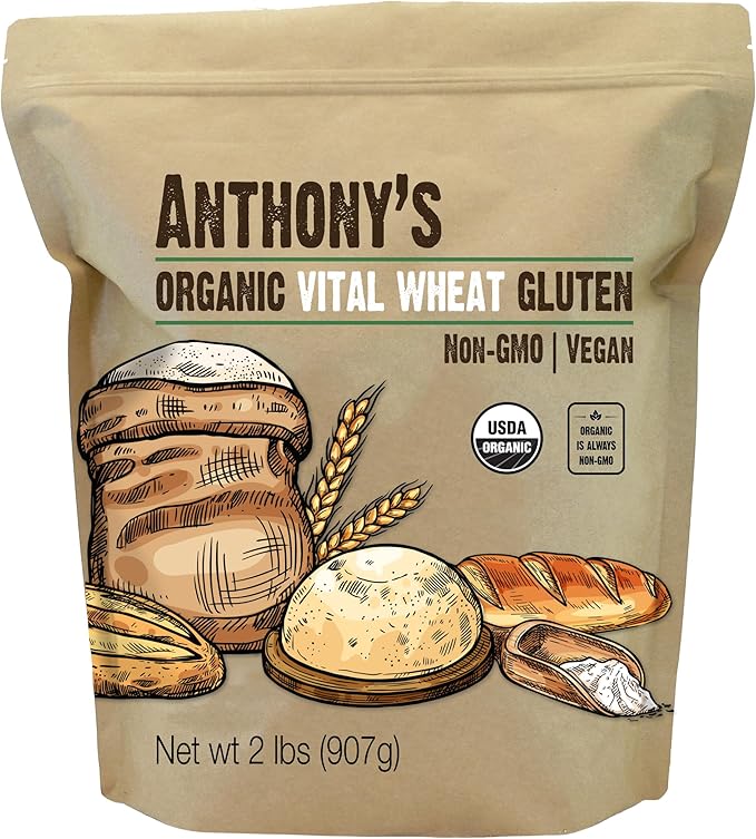 Anthony's Organic Vital Wheat Gluten 2 lb High in Protein Vegan Non GMO Keto Friendly Low Carb