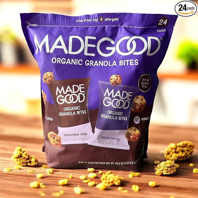 MADE Really GOOD Organic Granola MADE Bites Chocolate Chip and Mixed Berry Gluten Free Nut Free 24 Pack 20.3 oz