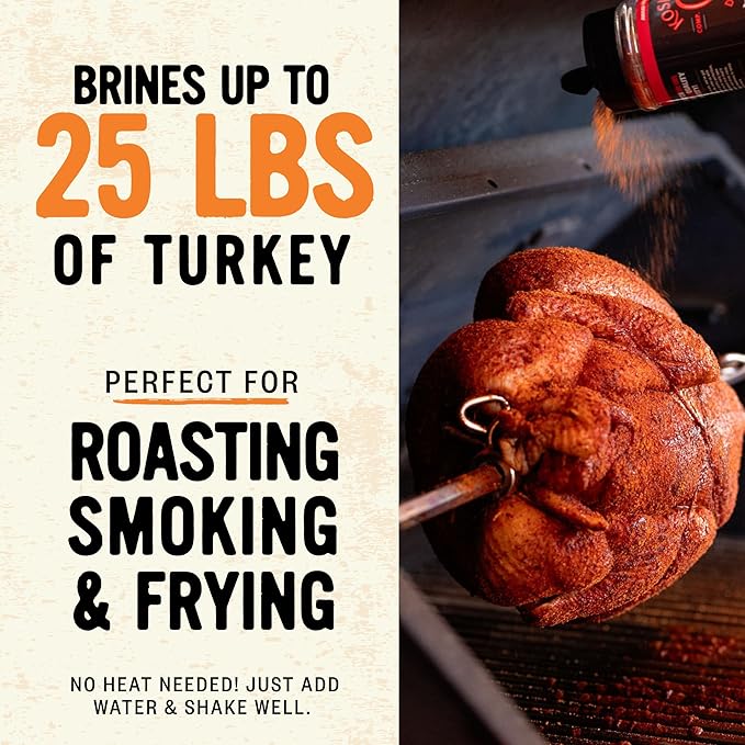 Kosmos Q Ultimate Turkey Brine Kit With Brine and Brining Bag Dirty Bird Rub Cherry Apple Habanero BBQ Glaze Gravy and Stuffing Bags &amp Recipe Card Full Set for Cooking or Smoking Holiday Meal