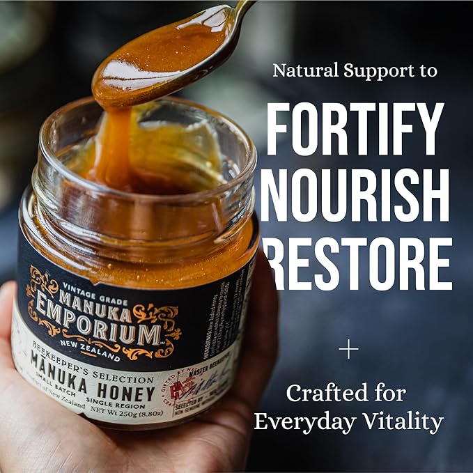 Manuka Emporium Raw Manuka Honey Bundle MGO 263+ | 8.8oz Jar &amp 24 x 0.18oz Single-Serve Packets | Certified Monofloral New Zealand Honey for Immune Support Wellness &amp Travel