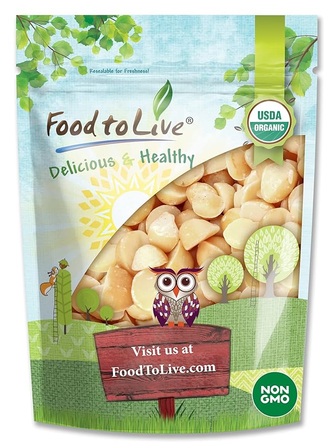 Food to Live Organic Macadamia Nut Halves &amp Pieces 2 Pounds – Non-GMO Raw Shelled Unsalted Kosher Vegan Bulk. Keto Snack. Good Source of Healthy Fats. Great as Topping for Yogurt Cereal.