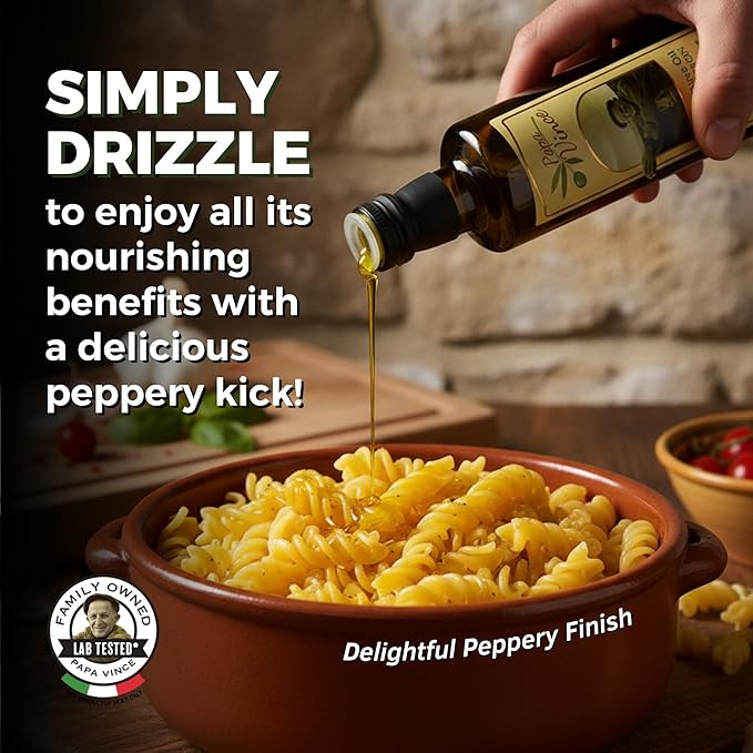 Papa Vince Olive Oil Extra Virgin - First Cold Press Family Harvest 2024/25 Polyphenol Rich Subtle Peppery Finish Unrefined High in Monounsaturated Fat No Pesticides No GMO Sicily Italy