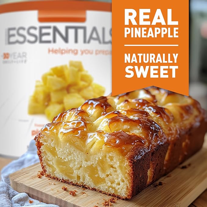 Emergency Essentials Freeze-Dried Pineapple Dices #10 Can | 22 Servings of Real Fruit | 30-Year Shelf Life | Long-Term Emergency Food Snack and Dessert Ingredient | Lightweight &amp Ready to Eat