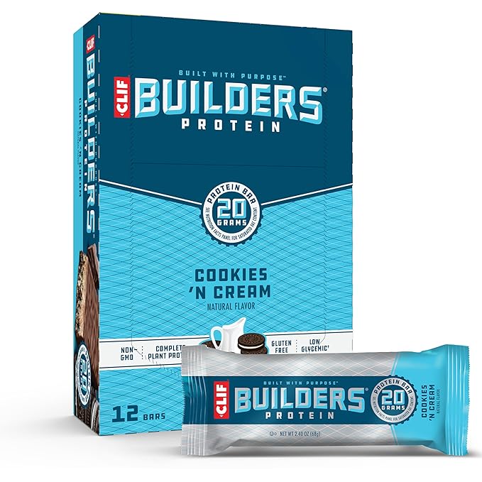 CLIFF Builders Protein Bars Bundle - Cookies 'n Cream &amp Chocolate Flavors - 20g Protein - 2.4 oz. (12 Count) Each