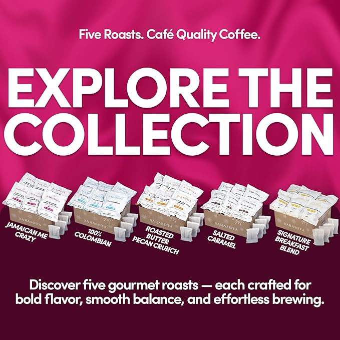 Ground Flavored Coffee In Filter Packs | Medium Roast Low Acid Mold Free Pouches | Sampler Packets | Sweet Cream Jamaican Me Crazy Gourmet Powder Bags for 10-12 Cup Drip Maker | Highest Rated Individu