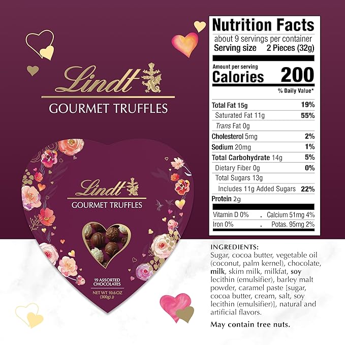 Lindt Valentine's Gourmet Truffles Assorted Chocolate Candy Heart 10.6 oz.