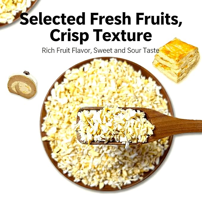 Premium Freeze Dried Pineapple Chunks120g/4.23oz Natural No Sugar Added Crunchy SnackVeganGluten-FreeMade from Real Fruit Perfect for Yogurt Cereal &amp Healthy Snacking(3-5mm)