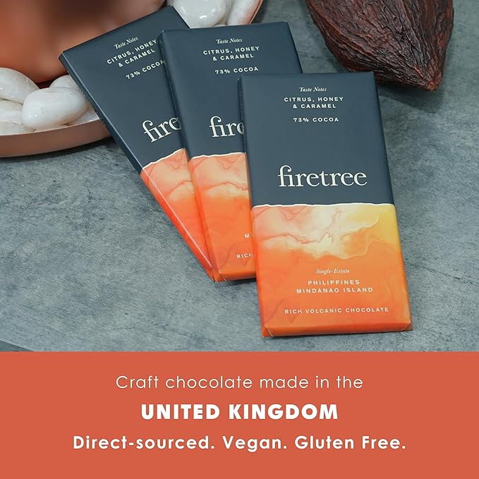Firetree Philippines Mindanao Island 73% | Vegan Soy Free Nut Free | 2.3oz Bars 3-Pack