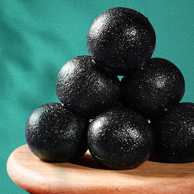 Seven Treasures Black Sesame Balls 7oz (200g) Total - 20 Individual Wrapped Rich Nutty Flavor with Black Beans Black Rice Mulberry Walnut &amp Honey Gluten-Free Energy Snack for Office &amp Tra