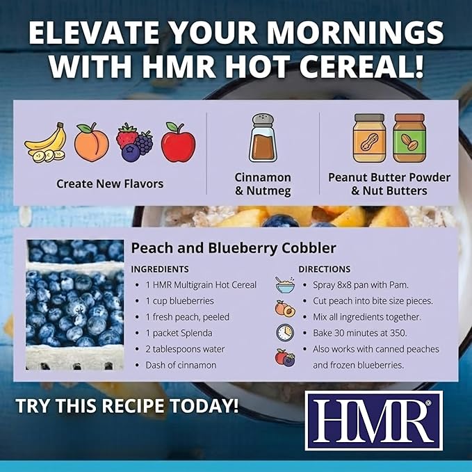 HMR Multigrain Hot Cereal – High Protein Oatmeal Alternative for Weight Loss | 10g Protein 220 Calories | Low Calorie Breakfast or Snack | Convenient Diet Meal | 18 Count