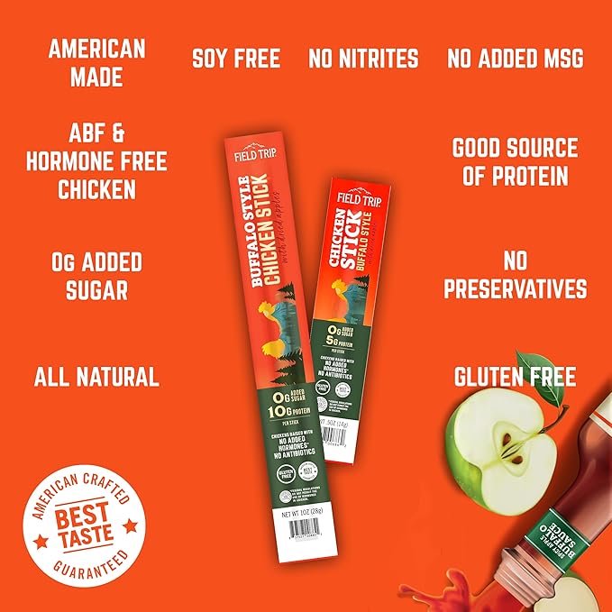 Field Trip Grass Fed and Free Range Variety Jerky Snack Sticks Keto Paleo Gluten Free Allergy Friendly Snack High Protein 90 and 100 Calorie Snack 1oz 10 Pack