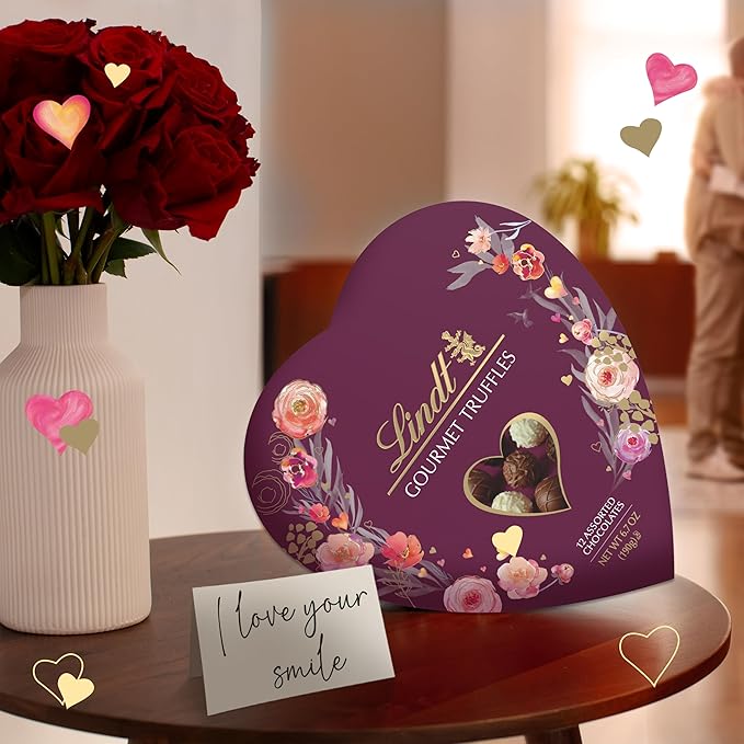 Lindt Valentine's Gourmet Truffles Assorted Chocolate Candy Heart 6.7 oz.