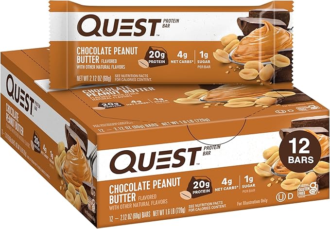 Quest Chocolate Peanut Butter &amp Cookies &amp Cream Protein Bars Bundle High Protein Gluten Free 12 &amp 14 Count