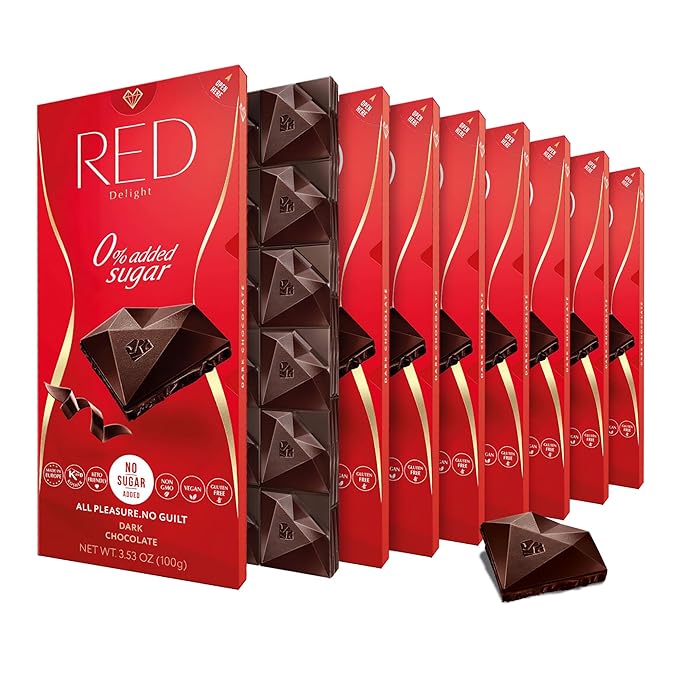 RED Delight®™ Dark Chocolate Full Size Bars (3.53 Ounces Each) (8 Pack -Full Size (3.53 Ounce) Bars)