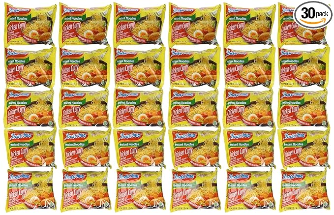 Indomie Instant Noodles Soup Chicken Curry Flavor for 1 Case (30 Bags) 2.82 Ounce (Pack of 30)
