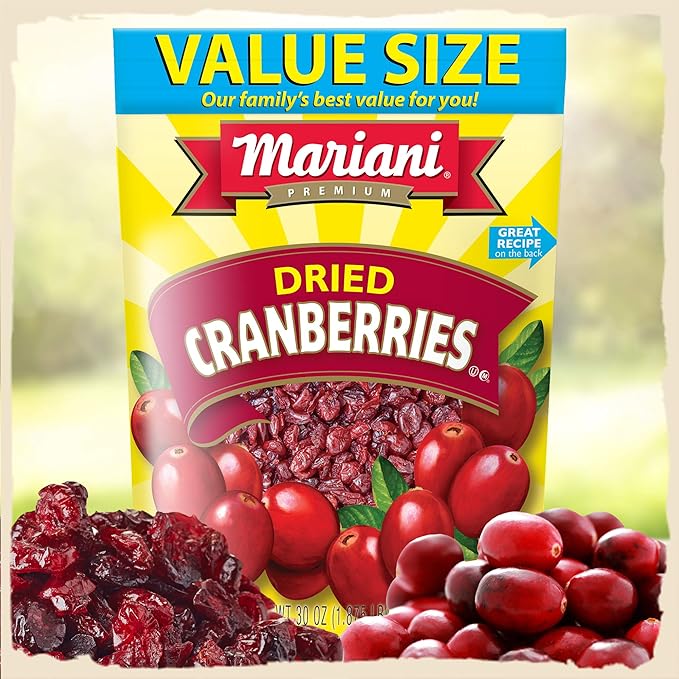 Mariani | Dried Cranberries | Healthy Snacks for Kids &amp Adults | Dried Fruit | Vegan Snacks | Gluten Free Snacks | No Preservatives Fat Free | 30 Ounces (Pack of 1) - Resealable Bulk Bag