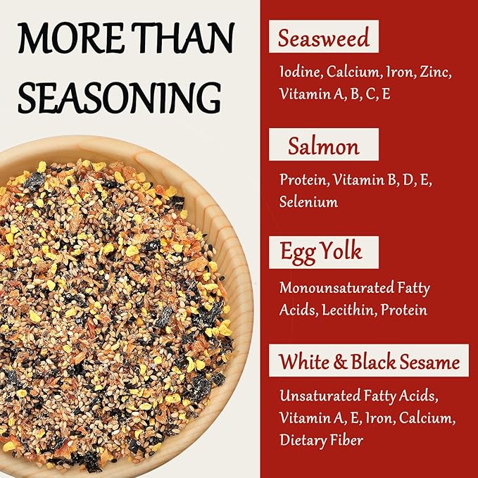 Yimi Salmon Furikake Seasoning Rice Topping Multi-Purpose Japanese Seasoning No Additives or Artificial Colors Ideal for Rice Sushi Salad 5.5Oz