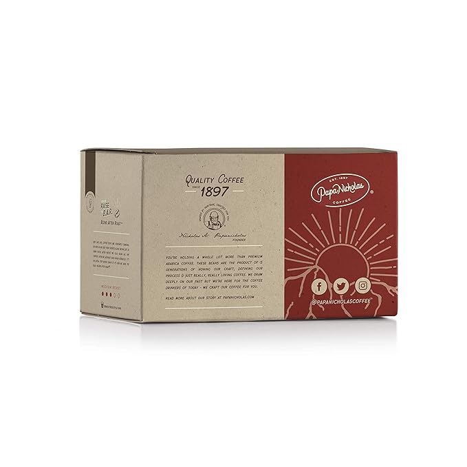 PapaNicholas Coffee Single Serve Coffee Cups Fits Keurig K Cup Brewers Breakfast Blend 60 Coffee Pods