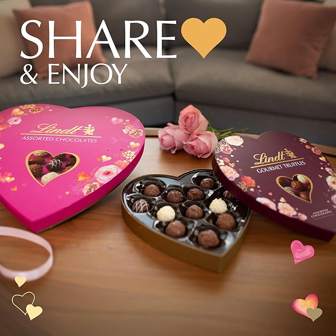 Lindt Valentine's Gourmet Truffles Assorted Chocolate Candy Heart 10.6 oz.