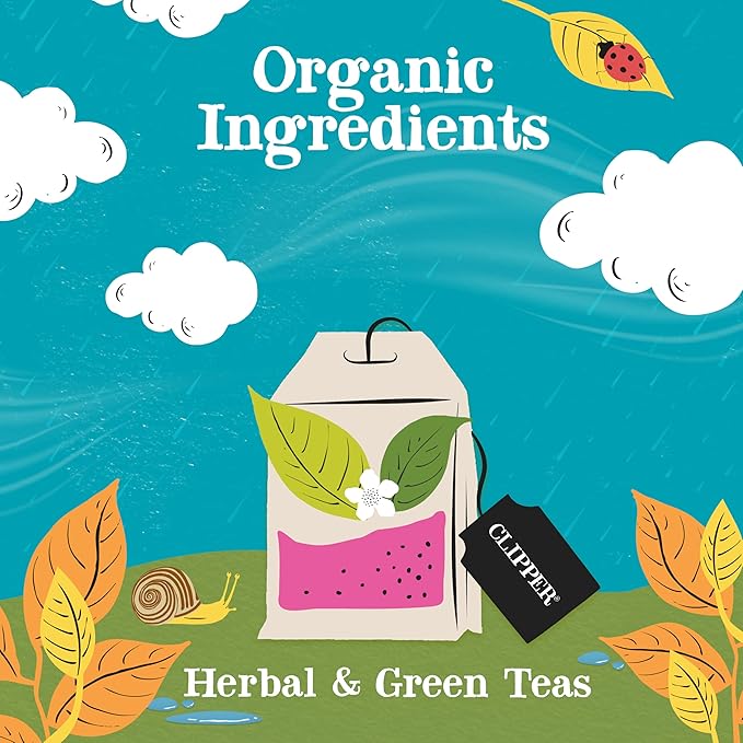 Clipper Tea: Organic Herbal &amp Green Tea Set Gift Box – Tea Selection &amp Sampler with 5 Flavors Including Lemon Ginger and Bedtime Teas – Assorted Tea Bags in Colorful Tea Box 45 Unbleached