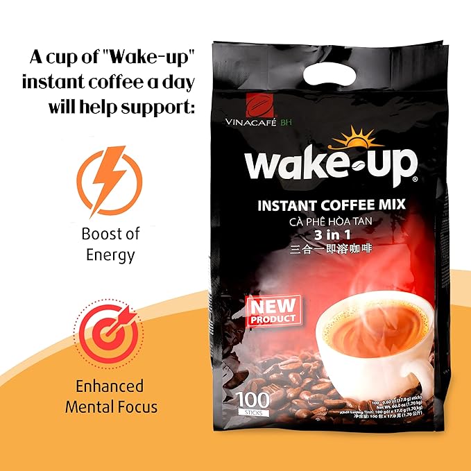 Vinacafe Premium 500 Sticks 3 in 1 Instant Wake-Up Coffee Mix 500 Coffee Sticks Single Serves