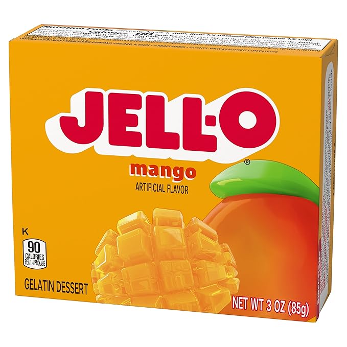 Jell-O Gelatin Dessert Mix Mango Flavored Classic Fruit Gelatin for Easy Desserts Snacks &amp Party Recipes 3 oz (Pack of 6)