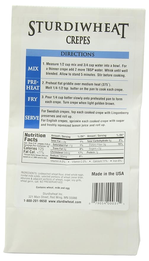 Sturdiwheat All Natural Pancake Mix Crepes 12-Ounce Package (Pack of 4)